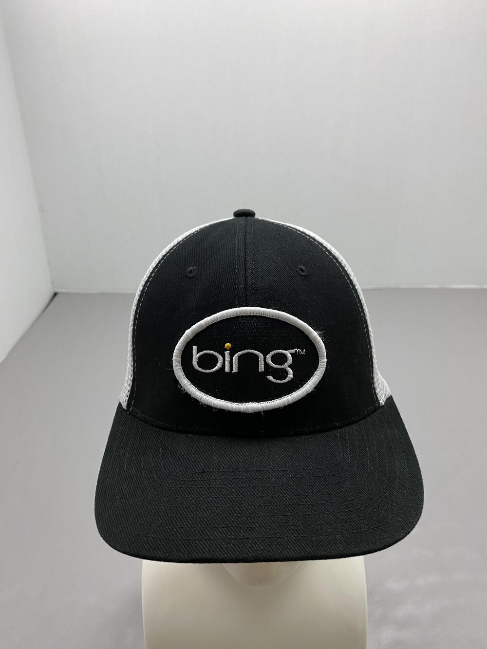 Hat Cap Snap Back One Size Black Bing Trucker Mesh Back Adjustable Mens